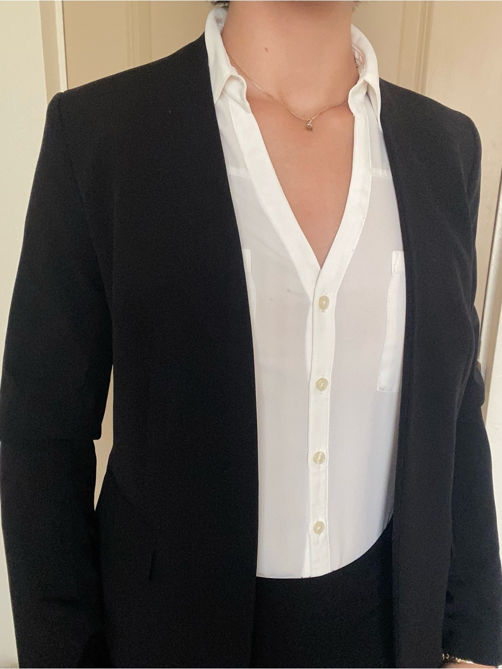Express White Button-Down Long Sleeve Shirt